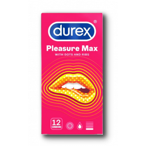 DUREX PLEASURE MAX WITH RIBS & DOTS 12 CONDOMS WITH TINGLING LUBE